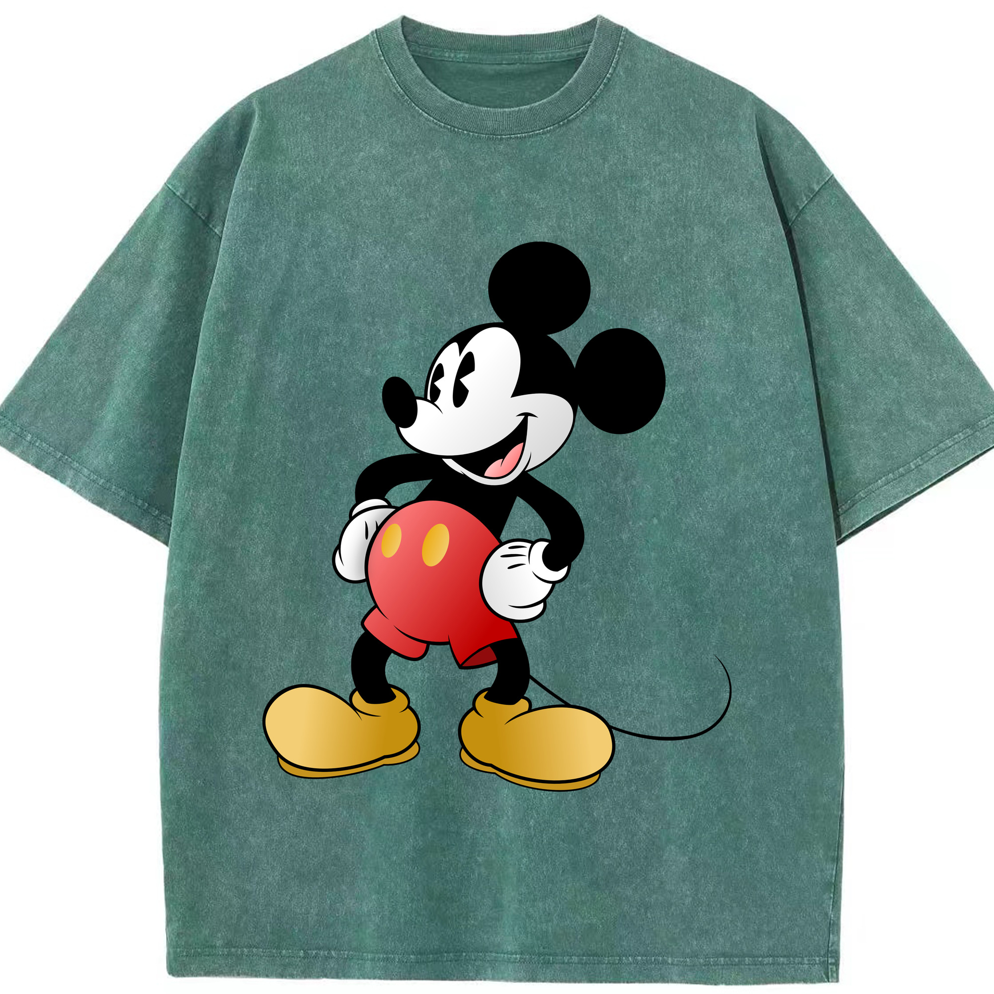 （画像用） ミッキーマウス Mickey Mouse 綿100% ヴィンテージ風 半袖Tシャツ（フロントプリント）